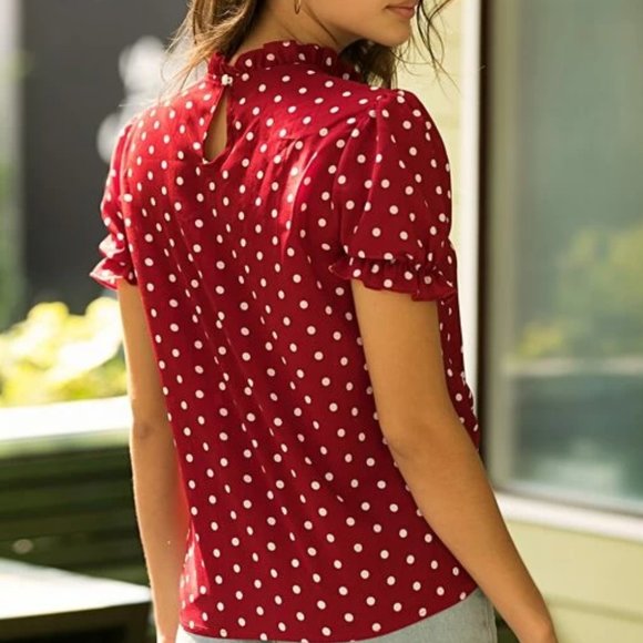 Red/White Polka Dot Blouse in M and L - Picture 3 of 3